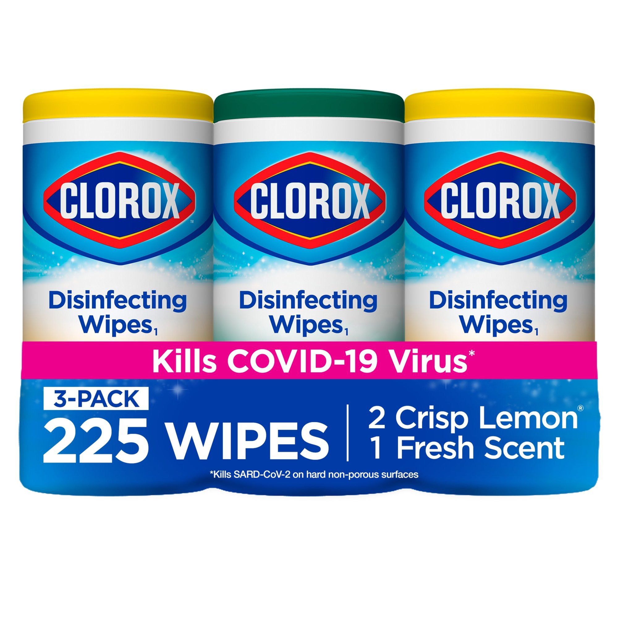 Walmart Clorox Disinfecting Wipes, (225 Count Value Pack), Crisp Lemon and Fresh Scent - 3 Pack - 75 Count Each 到货啦。