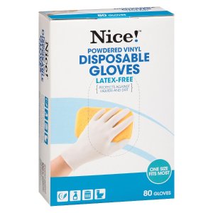 Nice! Disposable Powdered Vinyl Gloves 80 Gloves
