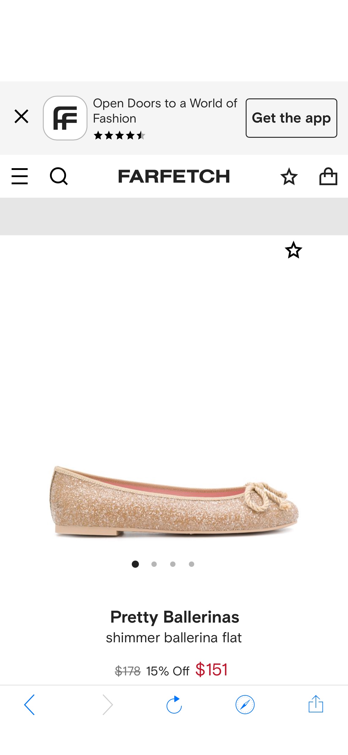 Shop Pretty Ballerinas shimmer ballerina flat with Express Delivery - Farfetch 芭蕾舞鞋
