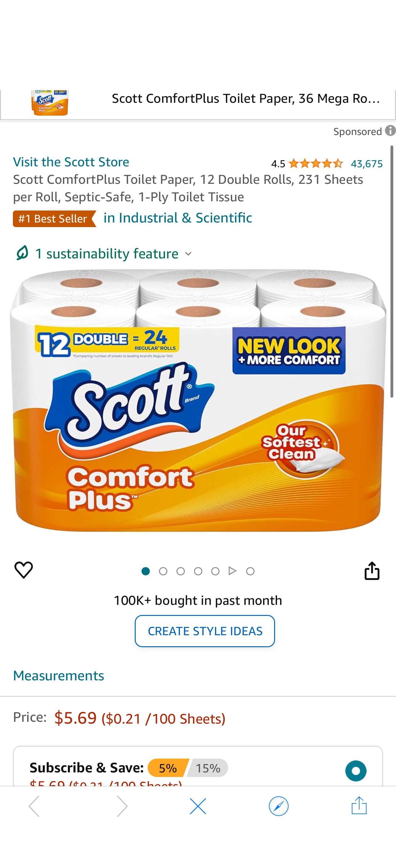 Amazon.com: Scott ComfortPlus Toilet Paper, 12 Double Rolls, 231 Sheets per Roll, Septic-Safe, 1-Ply Toilet Tissue : Health & Household