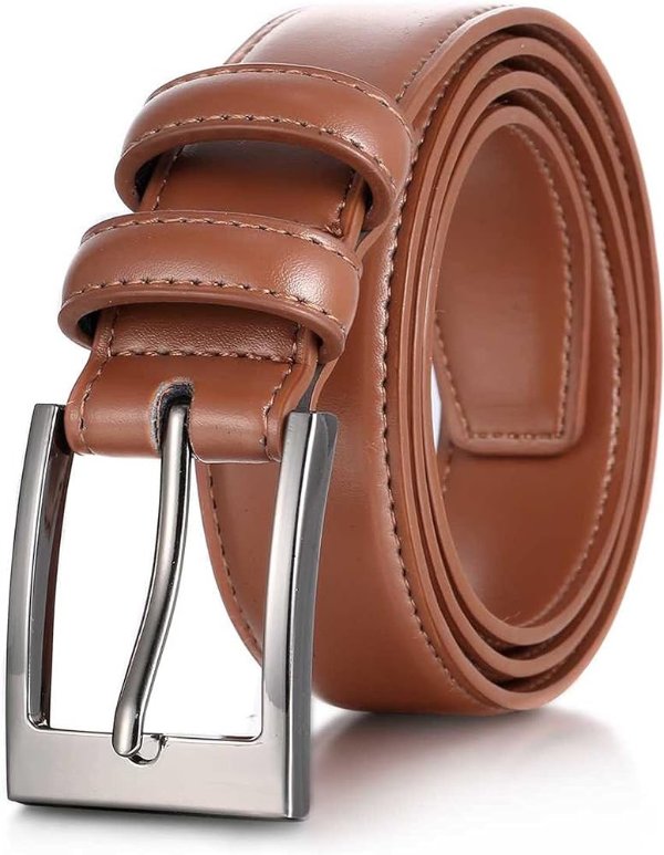 Marino’s Men Genuine Leather Dress Belt with Single Prong Buckle
