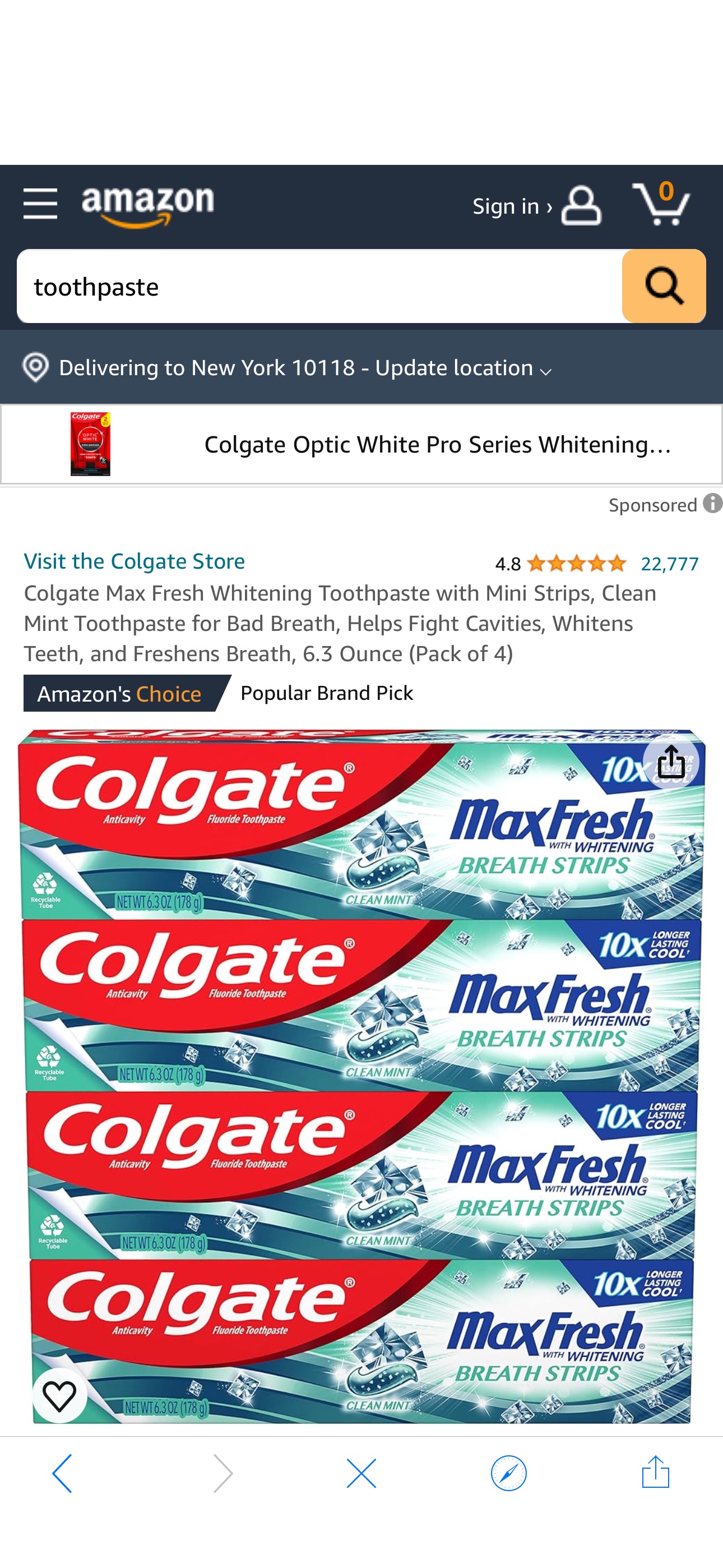 Amazon.com : Colgate Max Fresh Whitening Toothpaste with Mini Strips, Clean Mint Toothpaste for Bad Breath, Helps Fight Cavities, Whitens Teeth, and Freshens Breath, 6.3 Ounce (Pack of 4) : Health & H