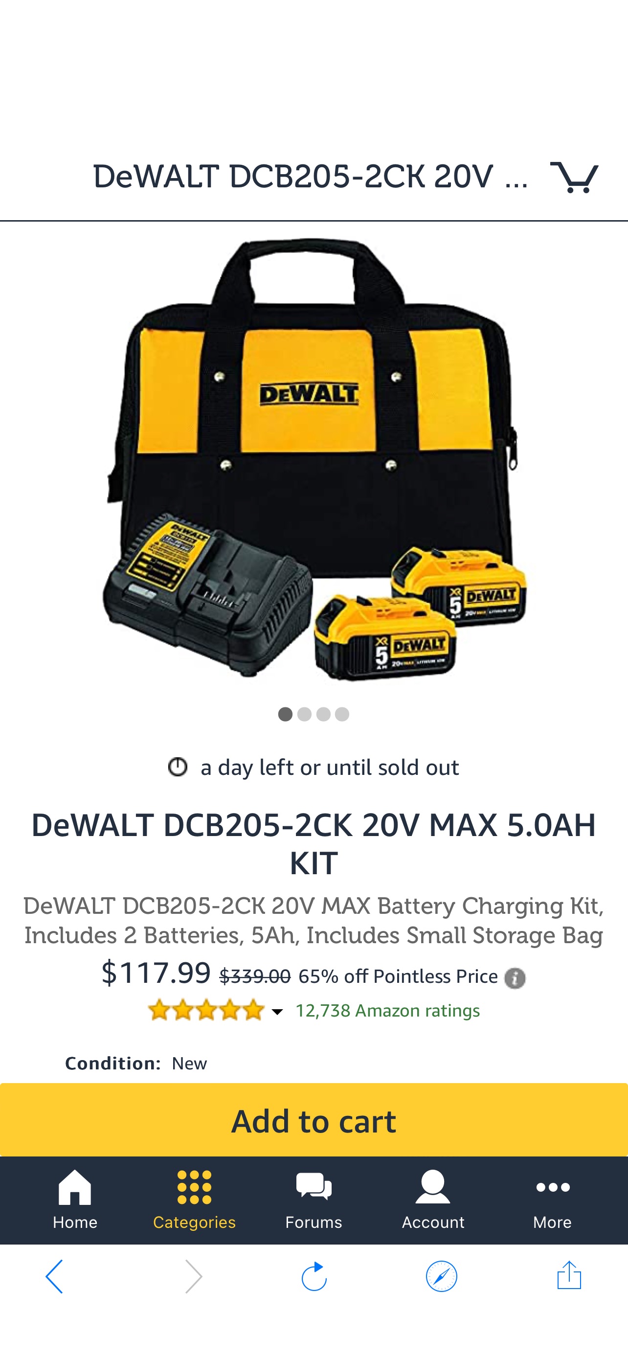 工具箱DeWALT DCB205-2CK 20V MAX 5.0AH KIT