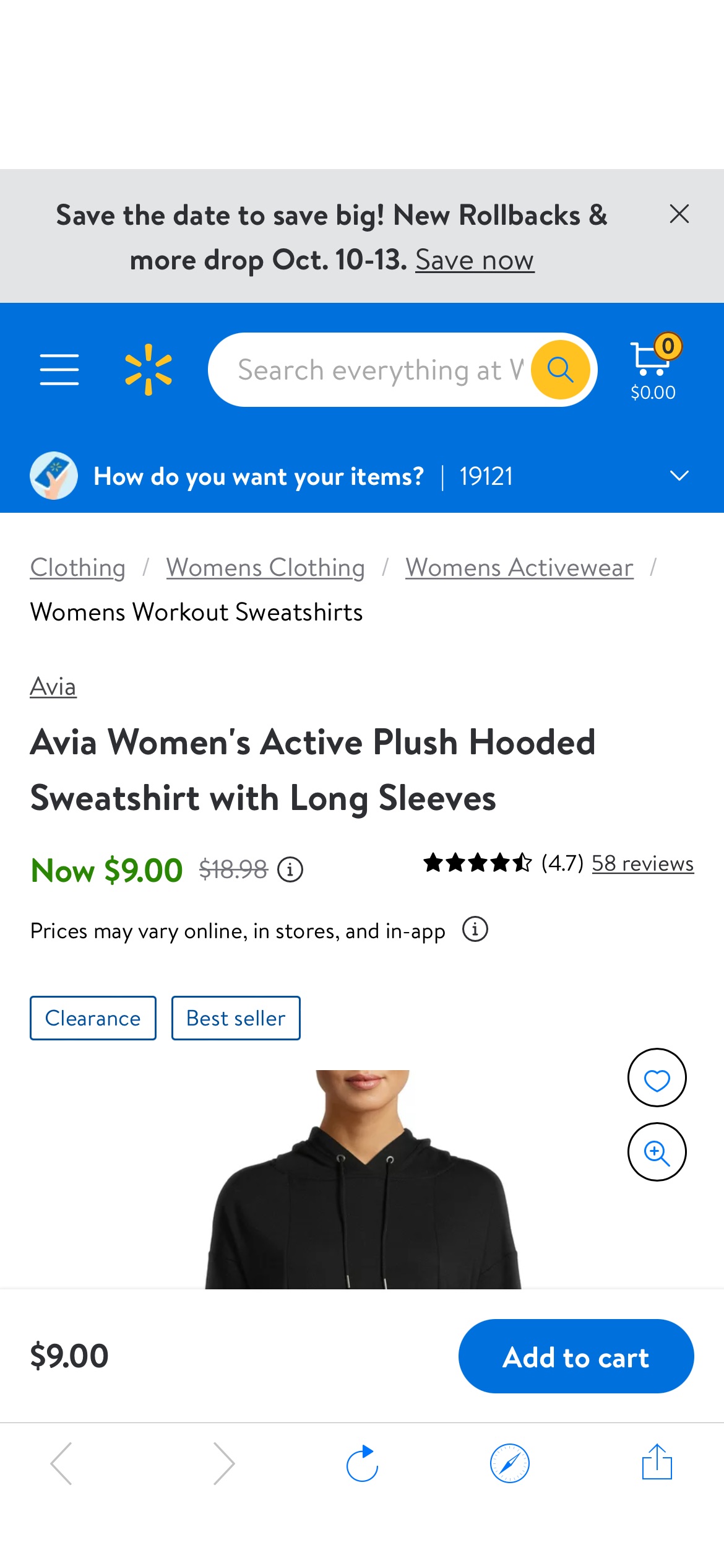 Avia Women's Active Plush Hooded Sweatshirt with Long Sleeves - Walmart.com