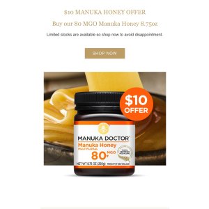 史低!额外85折 Manuka Doctor: Genuine Mānuka Honey & Skincare - Manuka Doctor US
马努卡蜂蜜史低价