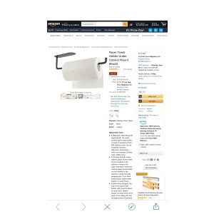 $3.25 Amazon.com - Paper Towel Holder Under Cabinet Mount (Black) -纸巾架