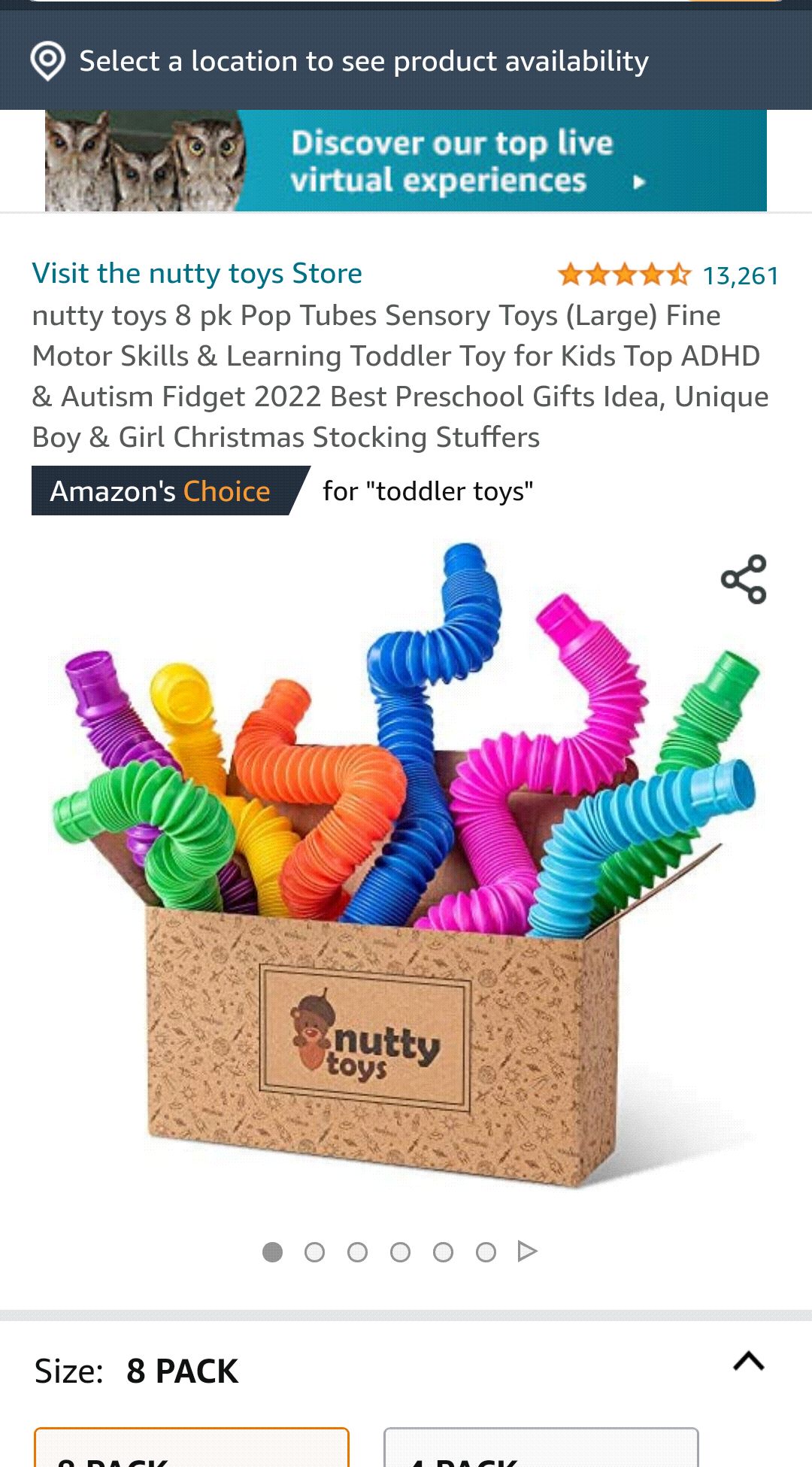 感官玩具 8 pk Pop Tubes Sensory Toys (Large) Fine Motor Skills & Learning Toddler Toy for Kids Top ADHD & Autism Fidget 2022 Best Preschool Gifts Idea, Unique Boy