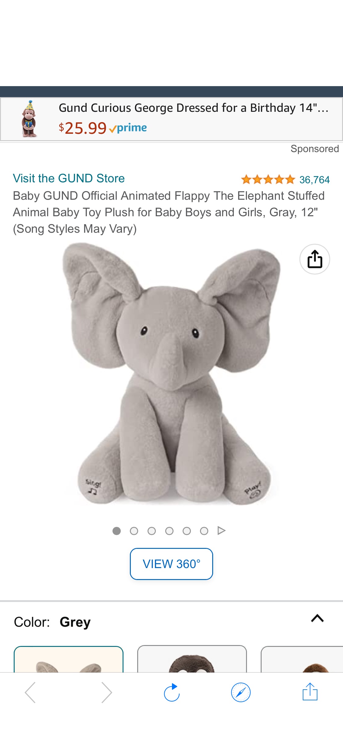 Amazon.com: Baby GUND Animated Flappy The Elephant Stuffed Animal Baby Toy Plush for Baby Boys and Girls, Gray, 12" (Styles May Vary) : Toys & Games