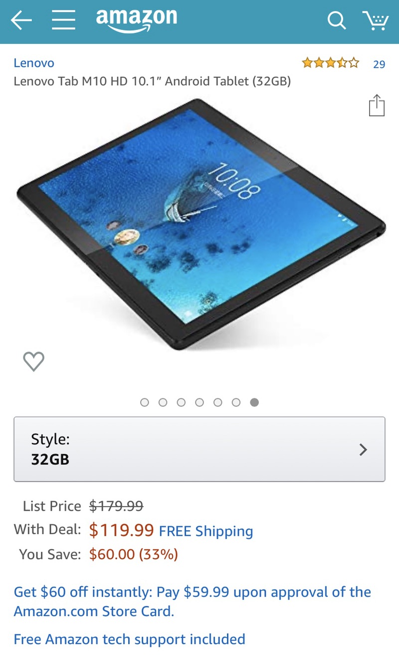 Amazon.com : Lenovo Tab M10 HD 10.1" Android Tablet (32GB) 联想安卓pad好价