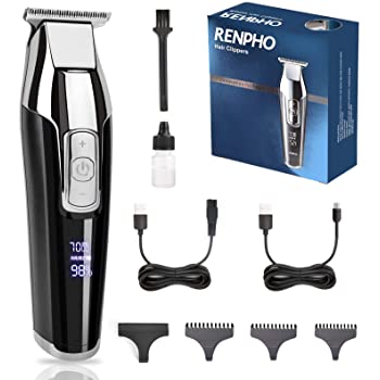 Amazon.com: Hair Clippers for Men, RENPHO Professional Cordless Clippers Kit Electric for Barbers Hair Cutting, Hair and Beard T-blade Trimmer for Home, 4-Speed Motor 电推剪