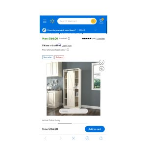 $166 Woven Paths Shelton Wood Kitchen Pantry with 1 Sliding Barn Door, Ivory - Walmart.com