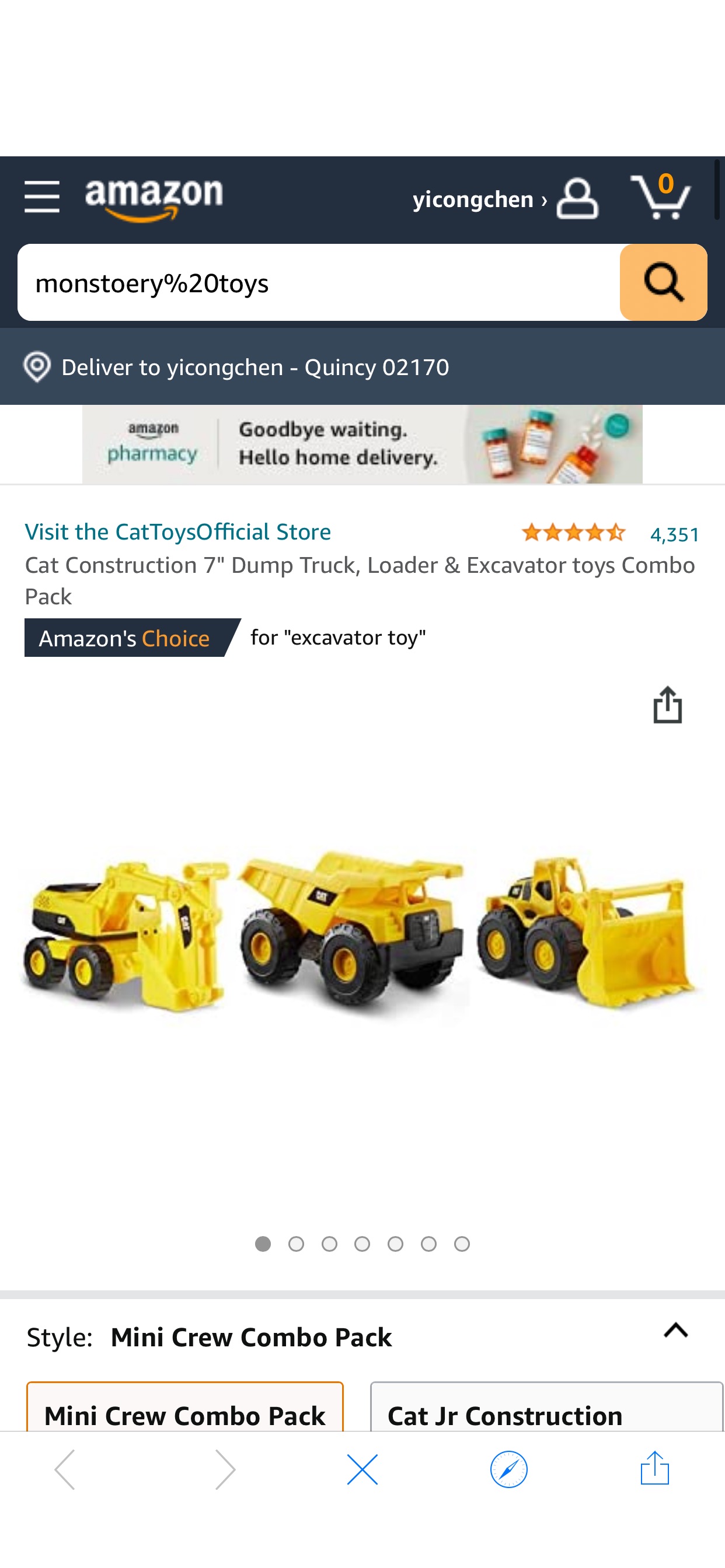 Amazon.com: Cat 儿童车Construction 7" Dump Truck, Loader & Excavator toys Combo Pack : Toys & Games