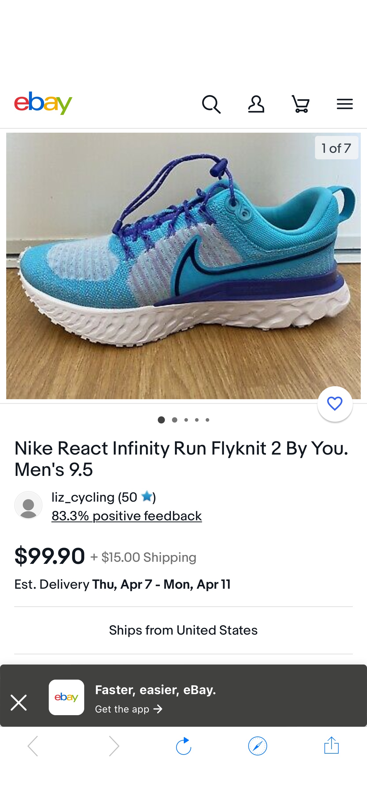 Nike React Infinity Run Flyknit 2 By You. Men's 9.5 | eBay 耐克跑鞋限定款