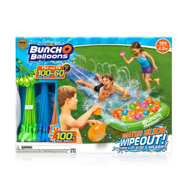 Zuru 儿童4.8米喷水滑道，带100个水球玩具，清凉又好玩