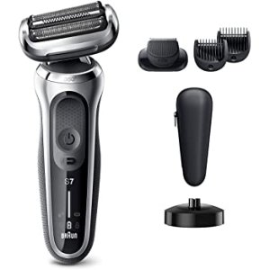 Braun Electric Razor for Men, Series 7 7027cs 360 Flex Head Electric Shaver with Beard Trimmer, Rechargeable, Wet & Dry with Charging Stand and Travel Case, Silver