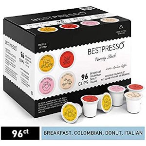 Bestpresso Coffee, Variety Pack Single Serve K-Cup, 96 Count