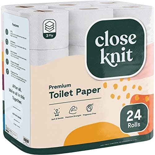 Toilet Paper Bulk Pack, 24-Roll - 3 Ply Bath Tissue with 237 Sheets per Roll - Septic-Safe and Eco-Friendly by CloseKnit