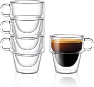 Stoiva Double Wall Insulated Espresso Glass Cups