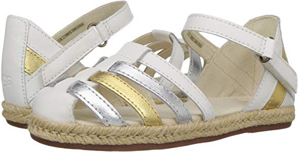 UGG Girls T Matilde Metallic Sandal, Metallic/White, 10 M US Toddler  小女孩鞋子