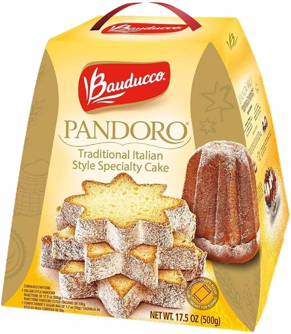 Bauducco Pandoro - Light and Moist Specialty Cake, No Candied Fruits, Ideal for Dessert - 17.5 oz