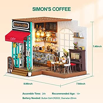 Amazon.com: Rowood DIY Miniature Dollhouse Kit with Furniture, 1:24 Scale Model House Kit, Wooden Mini House Set - Simon's Coffee : 咖啡廳