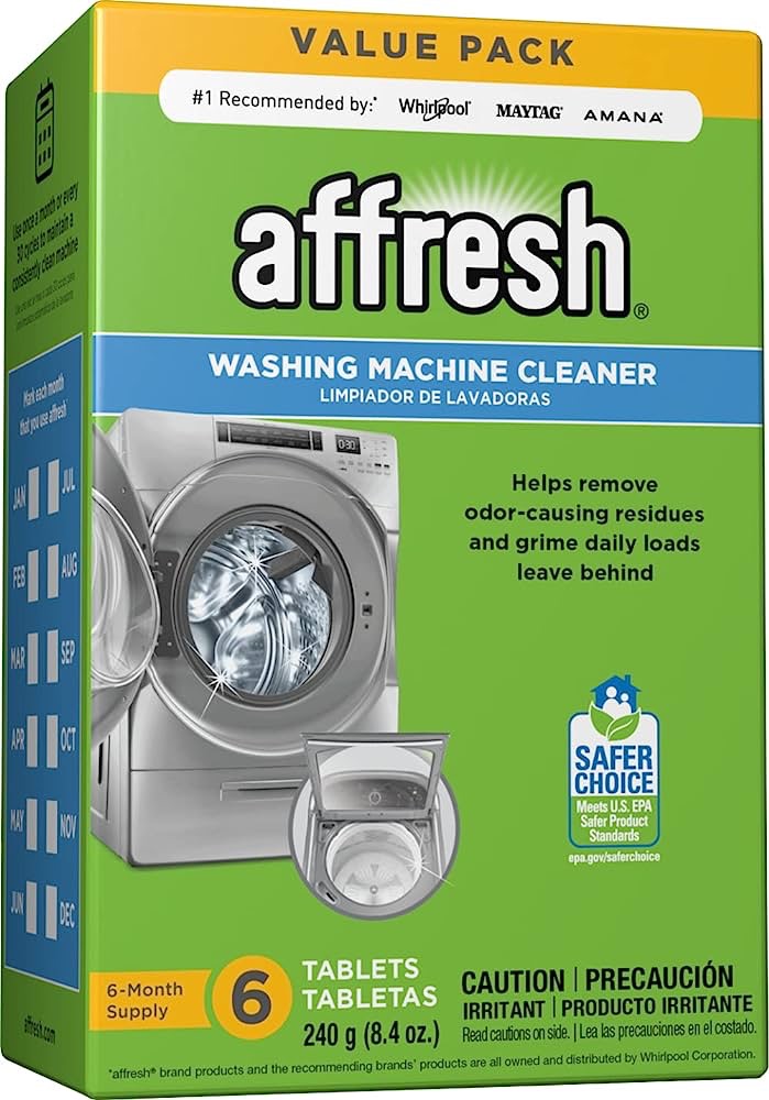 Amazon.com: Affresh 洗衣机清洗剂Washing Machine Cleaner, Cleans Front Load and Top Load Washers, Including HE, 6 Tablets : Health & Household