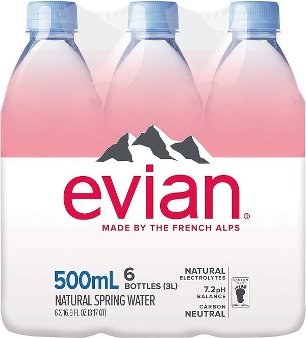 Natural Spring Water 500 mL/16.9 Fl Oz (Pack of 6)