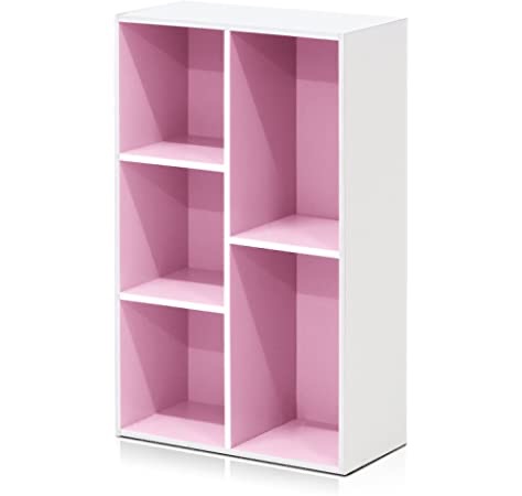 粉色7格书架，储物架，Amazon.com: Furinno 7-Cube Reversible Open Shelf, White/Pink 11048WH/PI: Furniture & Decor