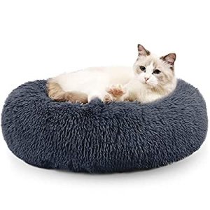 EDUJIN  Fluffy Donut Cuddler Pet Bed, Cat and Dog Calming Indoor Cushion Bed