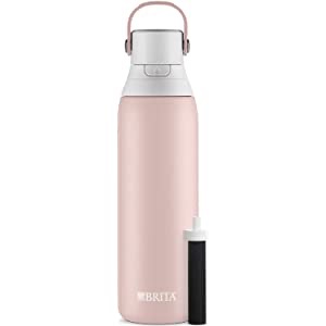 Amazon.com: Brita Stainless Steel Water Filter Bottle, 20 Ounce, Rose, 1 Count: Home & Kitchen含过滤功能的保温瓶