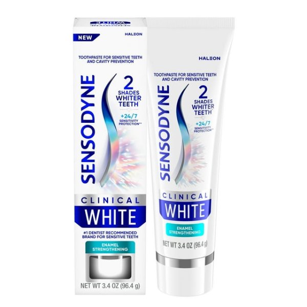 Clinical White Toothpaste, for Sensitive Teeth, Enamel Strengthening, 3.4 oz, Mint Flavor