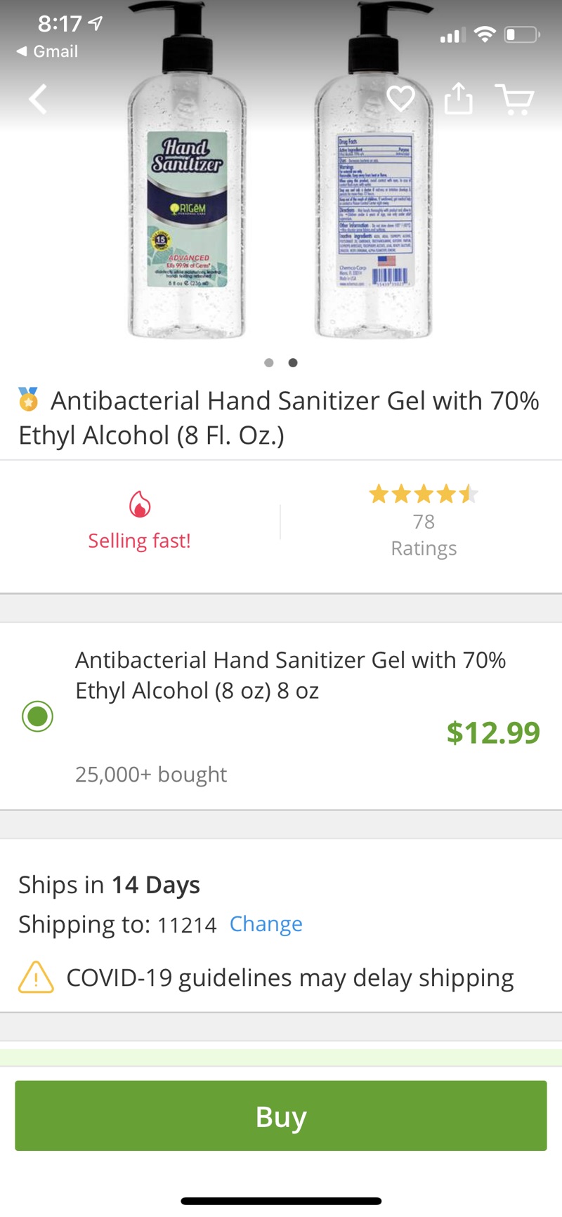 hand sanitizer（含70%酒精）