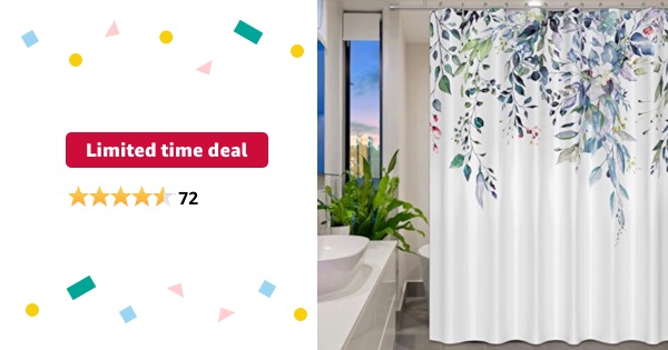 Limited-time deal: Peirdom Eucalyptus Leaves Plant Shower Curtain, Waterproof Polyester Fabric 72"x72" Shower Curtain - Blue