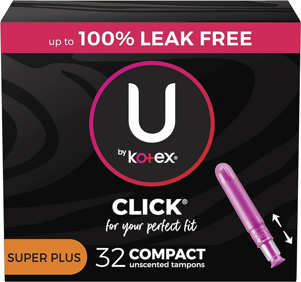 U by Kotex Click Compact Tampons, Super Plus Absorbency, Unscented, 32 Count : Amazon.ca: Health & Personal Care