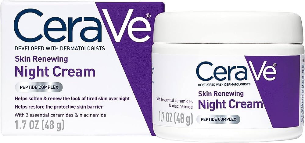 Amazon.com: CeraVe Skin Renewing Night Cream | Niacinamide, Peptide Complex, and Hyaluronic Acid Moisturizer for Face | 1.7 Ounce, Packaging may Vary : Beauty & Personal Care