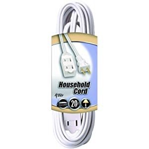 SlimLine 2236 Flat Plug Extension Cord, 2-Wire, 7-Foot, White