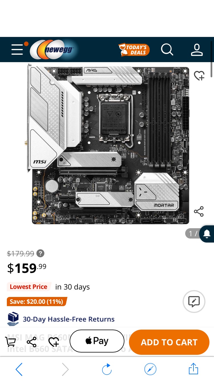Newegg 自营 MSI MAG B660M MORTAR WIFI DDR4
