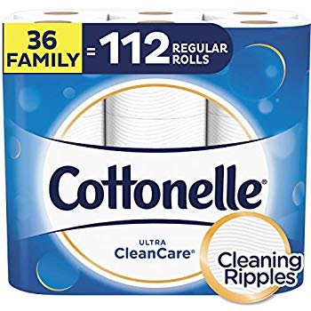 Cottonelle Ultra CleanCare Toilet Paper, Strong Bath Tissue, Septic-Safe, 36 Family+ Rolls