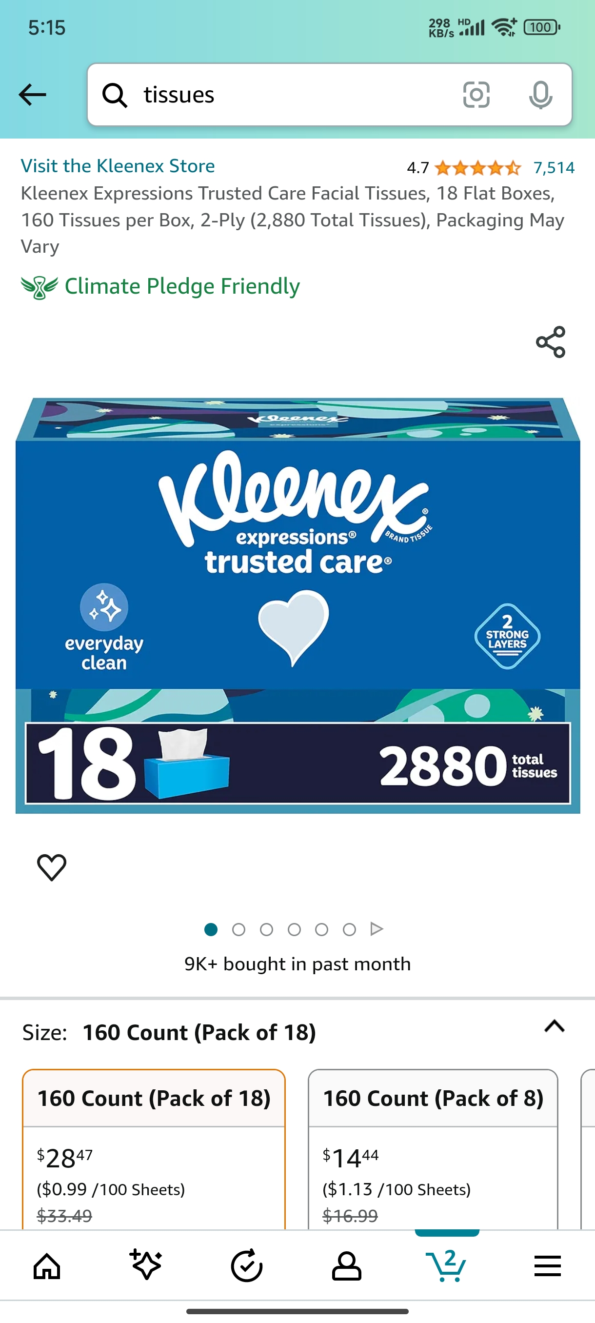 Kleenex Expressions Trusted Care Facial Tissues, 18 Flat Boxes, 160 Tissues per Box, 2-Ply (2,880 Total Tissues), Packaging May Vary : Health & Household