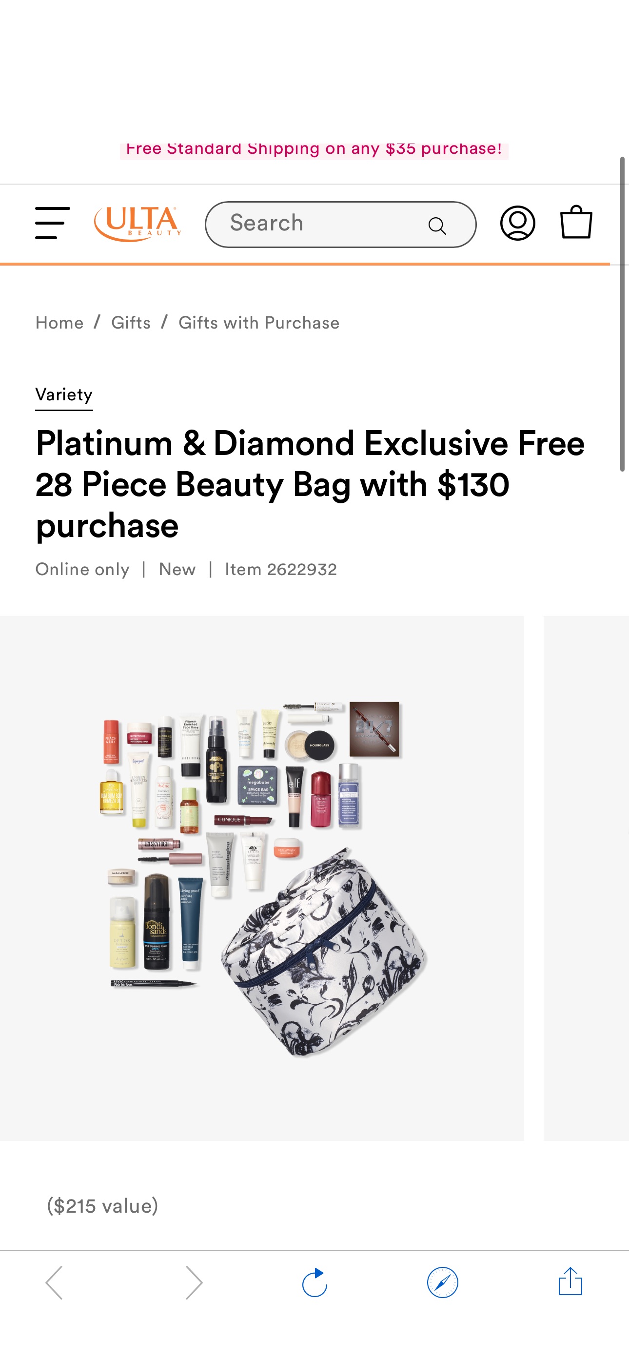 Platinum & Diamond Exclusive Free 28 Piece Beauty Bag with $130 purchase - Variety | Ulta Beauty