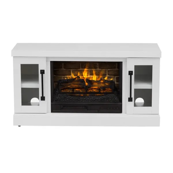 StyleWell Spruce Hallow 48 in. Freestanding Electric Fireplace TV Stand in White HDFP48-55AE - The Home Depot