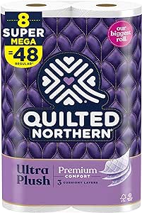 Amazon.com: QUILTED NORTHERN ULTRA PLUSH TOILET PAPER, 8 SUPER MEGA ROLLS = 48 REGULAR ROLLS, 3X MORE ABSORBENT*, LUXURIOUSLY SOFT TOILET TISSUE, SEPTIC-SAFE : Health &amp; Household