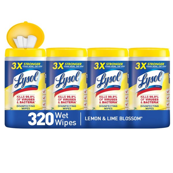 Lysol Disinfecting Wipes, Lemon & Lime Blossom, 320ct