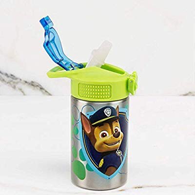 Paw Patrol 15.5oz Stainless Steel Kids Water Bottle with Flip-up Straw Spout - BPA Free Durable Design, Paw Patrol Boy SS: Kitchen & Dining 儿童保温饮水杯