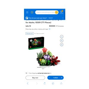 $45.79 LEGO Succulents Plant Decor Building Kit for Adults; 10309 (771 Pieces) - Walmart.com 乐高多肉