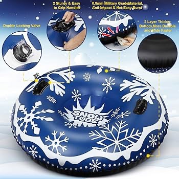 Amazon.com : Plus Size Snow Tube -49" Inflatable Sleds for Kids and Adults Snowboard with Thicker K80 Military Grade Material Heavy Duty Snow Tube Portable Toboggan for Sledding Skiing Winter Outdoor 