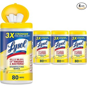 Lysol Disinfecting Wipes, Lemon & Lime Blossom, Packaging May Vary, 80 Count (Pack of 4)