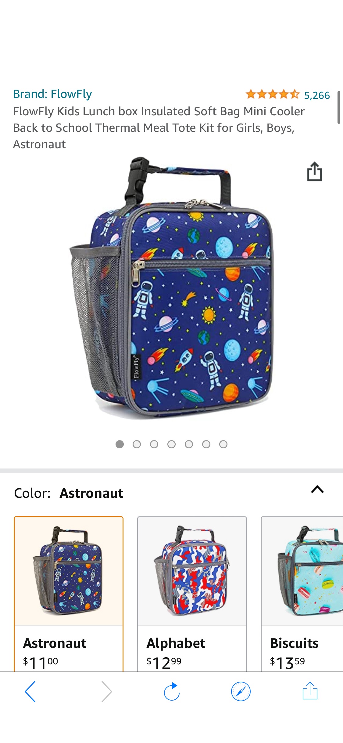 Amazon.com: FlowFly Kids Lunch box Insulated Soft Bag Mini Cooler Back to School Thermal Meal Tote Kit for Girls, Boys, Astronaut:儿童午餐袋