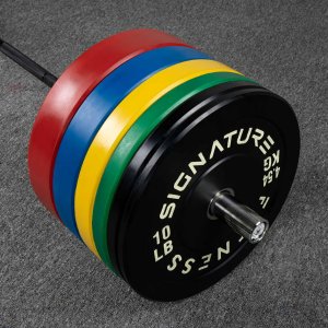 Signature Fitness 2 in. Olympic Bumper Plate Weight Plates with Steel Hub