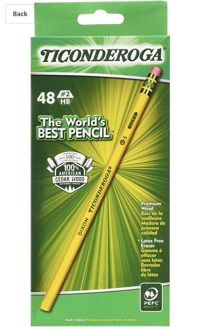 Amazon.com : TICONDEROGA Pencils, Wood-Cased, Unsharpened, Graphite #2 HB Soft, Yellow, 铅笔 48-Pack (13922) : Wood Lead Pencils : Office Products
